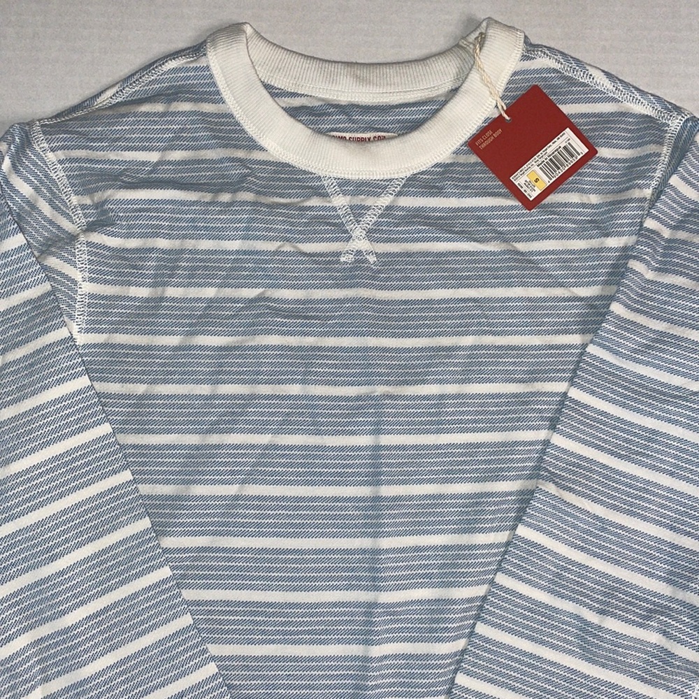 Mossimo Thermal Long Sleeve Top Womens Size Small Light Blue and White Stripes